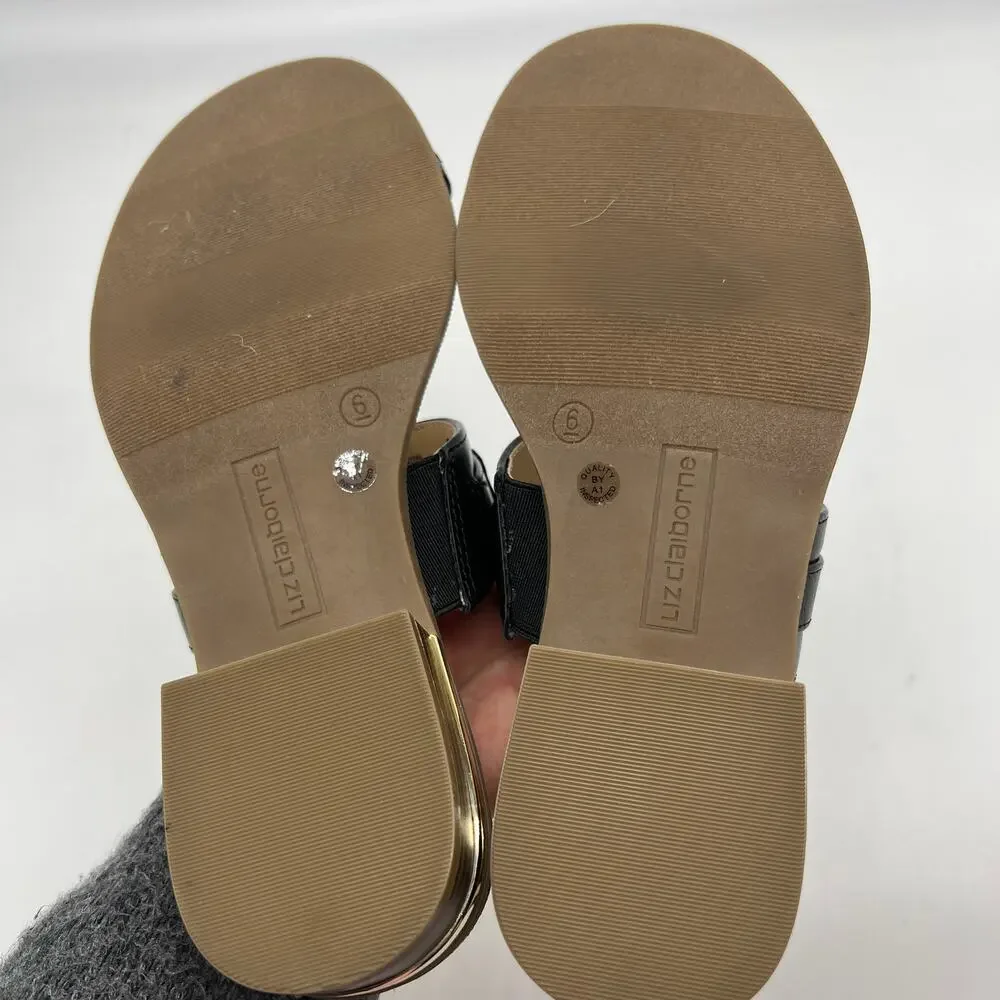 Liz Claiborne Womens Argent Flat Sandals Black Size 6M